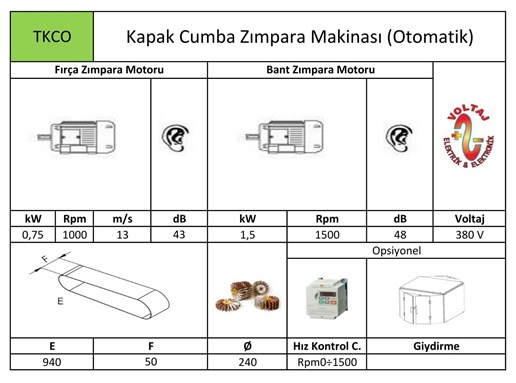 Kapak Cumba Zımpara Makinası (Otomatik) TKCO